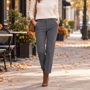 Calvin Klein Dress Pants Women Size 4 Gray Slim Straight Leg Stretch Trousers